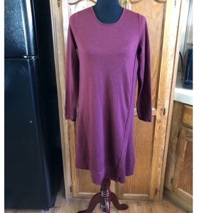 Eileen Fisher Burgundy Long Sleeve Knit Dress